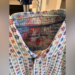 Visconti Luchiano Black Medium Dress Shirt Long Sleeve Plaid Spatter Button Up